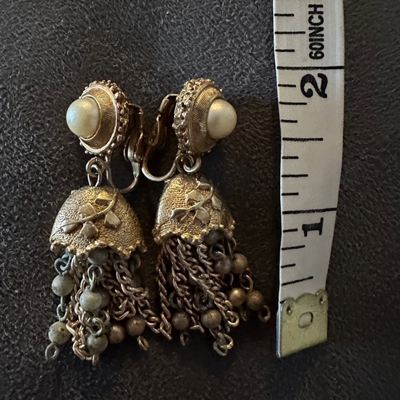Vintage Tassel Clip Earrings - Picture 7 of 12